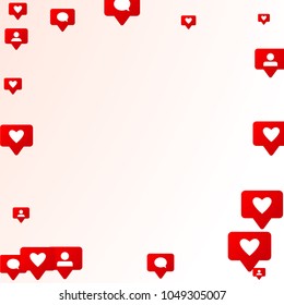 Notifications with Likes, Followers and Comments. Social Media Marketing. Rating Scale Elements of Design for Web, Advertisement, Promotion, Marketing, Internet, Concept for Follow Icon Illustration