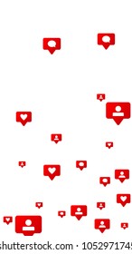  Notifications with Likes, Followers and Comments. Social Media Marketing. Rating Scale Elements of Design for Web, Advertisement, Promotion, Marketing, Internet, Concept for Follow Icon Illustration