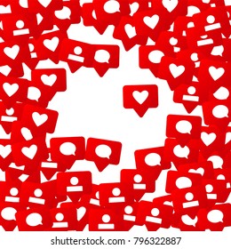 Notifications with Likes, Followers and Comments. Social Media Marketing.  Rating Scale Elements of Design for Web, Advertisement, Promotion, Marketing, Internet,  CEO  Concept for Social Media Design