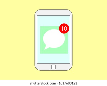 Notifications from the messaging app on your smartphone. Vector material.