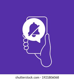 Icono de notificaciones de apagado con teléfono inteligente