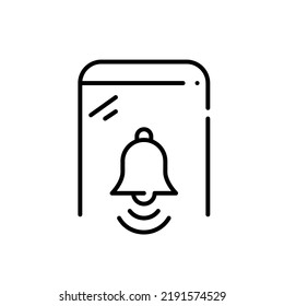 Notifications on smartphone on simple line icon. Pixel perfect, editable stroke