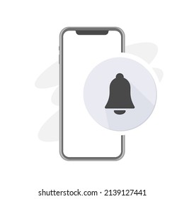 notifications or ringing sounds vector icon, grey bell symbol on smartphone, reminder alarm sign