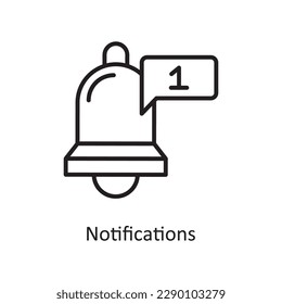 Notifications Vector Outline icon Design illustration. Gaming Symbol on White background EPS 10 File