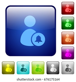 Notify user icons in rounded square color glossy button set