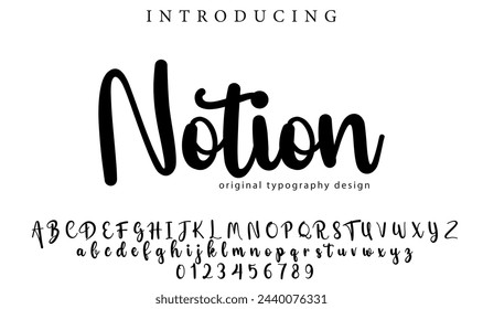 Notion Font Stilvolle Pinsel gemalt einen Großbuchstaben Vektor Buchstaben, Alphabet, Schriftart