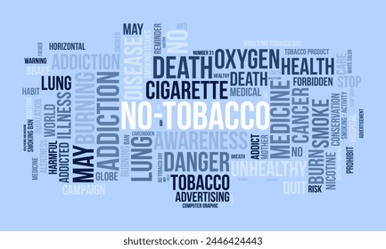 No-Tobacco word cloud template. Health awareness concept vector background.