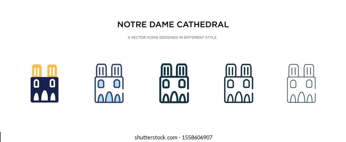 notre dame cathedral icon in different style vector illustration. two colored and black notre dame cathedral vector icons designed in filled, outline, line and stroke style can be used for web,