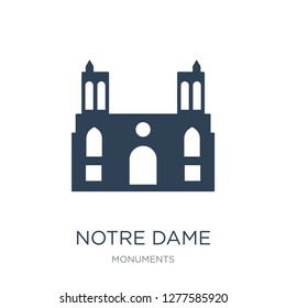 notre dame cathedral icon vector on white background, notre dame cathedral trendy filled icons from Monuments collection, notre dame cathedral vector illustration