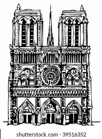 Notre Dame cathedral illustration