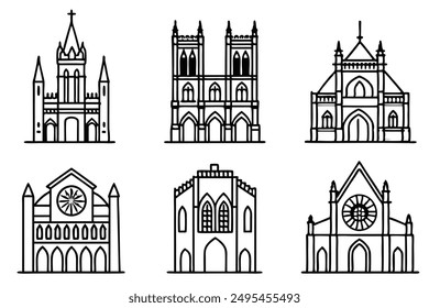 Notre Dame Cathedral line art illustration representing classic French artistry