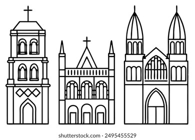 Notre Dame Cathedral line art illustration for detailed design enthusiasts