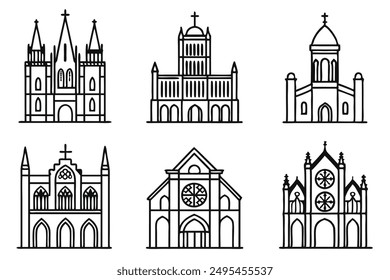 Notre Dame Cathedral line art illustration ideal for decorative home art