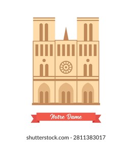 Notre Dame Cathedral in Paris. Flat style Vector illustration