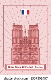 Notre Dame Cathedral, Paris, France in pink color.