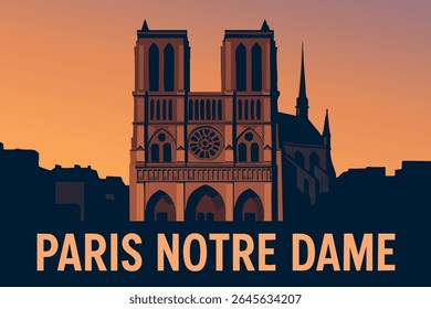 Notre Dame Cathedral in Paris, illuminated by the soft glow of the setting sun, offers a serene and iconic view of one of the city’s most famous landmarks