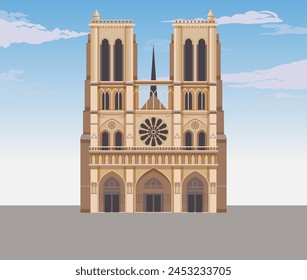 Notre Dame Cathedral - Paris - Stock Illustration as EPS 10 File