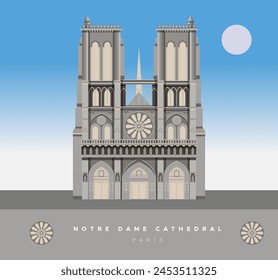 Notre Dame Cathedral - Paris - Stock Illustration as EPS 10 File