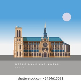 Notre Dame Cathedral - Paris - Stock Illustration as EPS 10 File