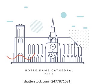 Catedral de Notre Dame - París - Ilustración de stock como EPS 10 Archivo