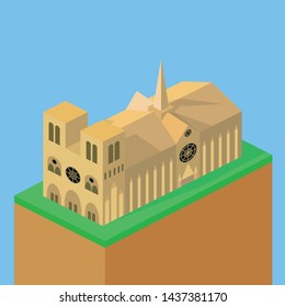 Notre Dame Cathedral vector isometric illustration