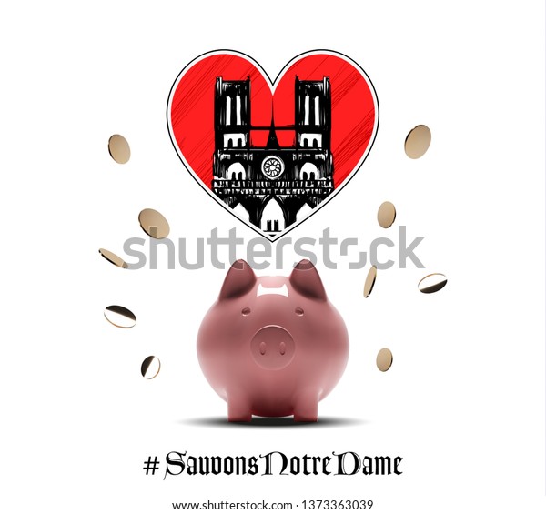 Notre Dame De Paris After Fire Stock Vector Royalty Free 1373363039