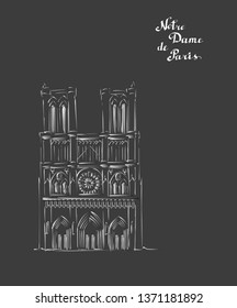 notre dame de paris building sketch vector