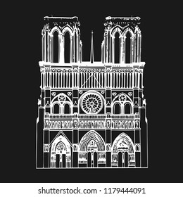 Notre Dame de Paris Cathedral, France. Vector illustration.