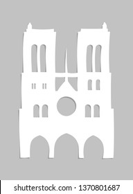 Notre Dame de Paris Cathedral cut out from paper