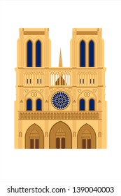 Notre Dame de Paris Cathedral, France. Vector isolated illustration.