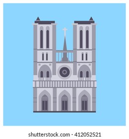 Notre Dame de Paris Cathedral, France. Vector isolated illustration.