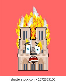 Notre Dame de Paris Fire. Burning roof of historic building in France. housetop flame