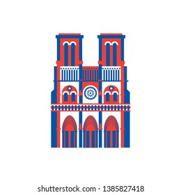 Notre Dame de Paris icon. historic building in France.  