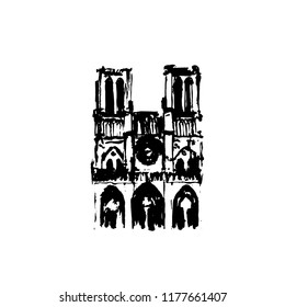 Notre Dame de Paris illustration watercolor plein air monument vector