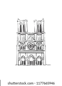 Notre Dame de Paris illustration of mascara feather monument of architecture vector