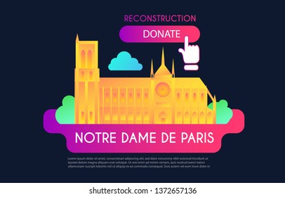 Notre Dame de Paris Reconstruction Design. Save Culture. Cathedral after Fire. Donate for Renovation.