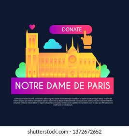Notre Dame de Paris Reconstruction Design. Save Culture. Cathedral after Fire. Donate for Renovation.