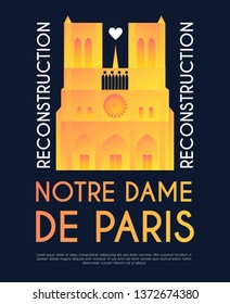 Notre Dame de Paris Reconstruction Design. Save Culture. Cathedral after Fire. Donate for Renovation.