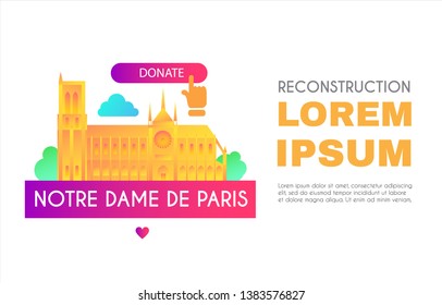Notre Dame de Paris Reconstruction Design. Save Culture. Cathedral after Fire. Donate for Renovation.