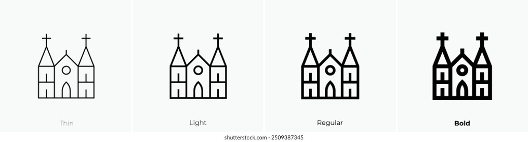 notre dame icon. Thin, Light Regular And Bold style design isolated on white background