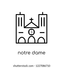 Notre dame icon. Trendy modern flat linear vector Notre dame icon on white background from thin line Architecture and Travel collection, editable outline stroke vector illustration