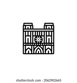 Notre Dame Line Icon, Vector Template