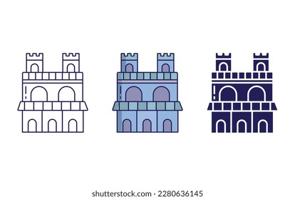 Notre Dame. line and solid vector icons