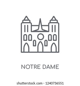 Notre dame linear icon. Modern outline Notre dame logo concept on white background from Architecture and Travel collection. Suitable for use on web apps, mobile apps and print media.