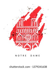 Notre Dame of Paris in fire. Vector illustration EPS 10.