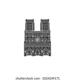 Notre Dame, Paris, France Icon Silhouette Illustration. Tourism Arquitecture Vector Graphic Pictogram Symbol Clip Art. Doodle Sketch Black Sign.