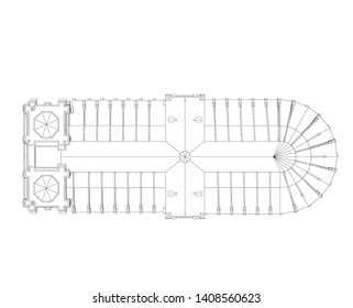 Notre Dame, Paris sketch vector 3d illustration