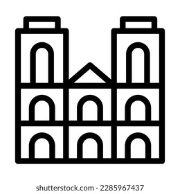 Notre Dame Vector Line Icon Design