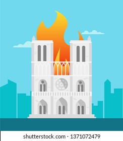 Notre-Dame building is on fire in Paris, France 