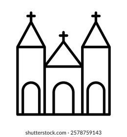 NotreDame Cathedral Vector Line Icon Design